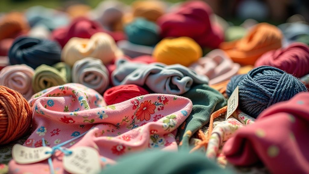 Car boot sale treasure finds—vintage fabric rolls and textile pieces