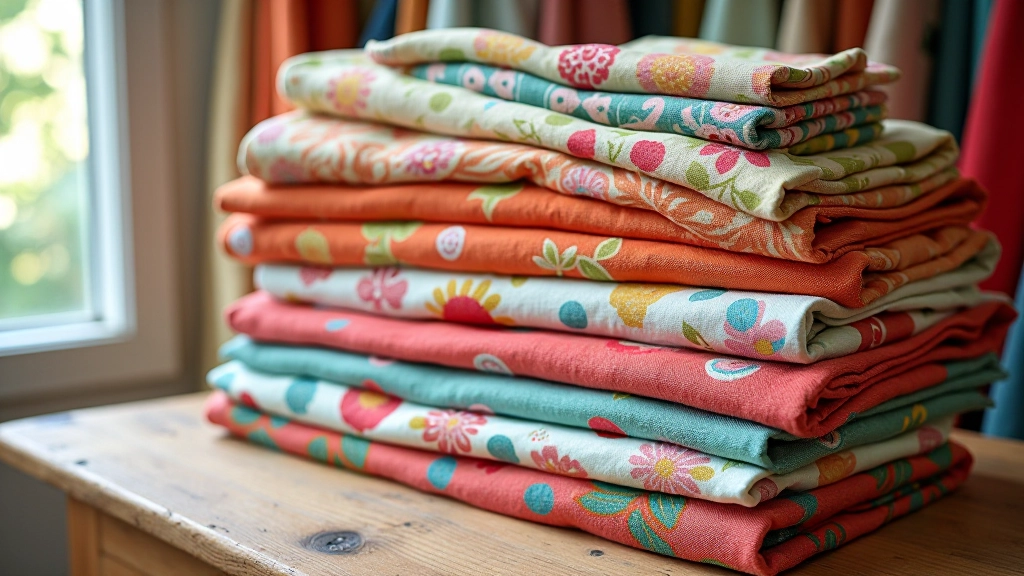 Colorful pile of vintage fabrics and clothing from a charity shop haul